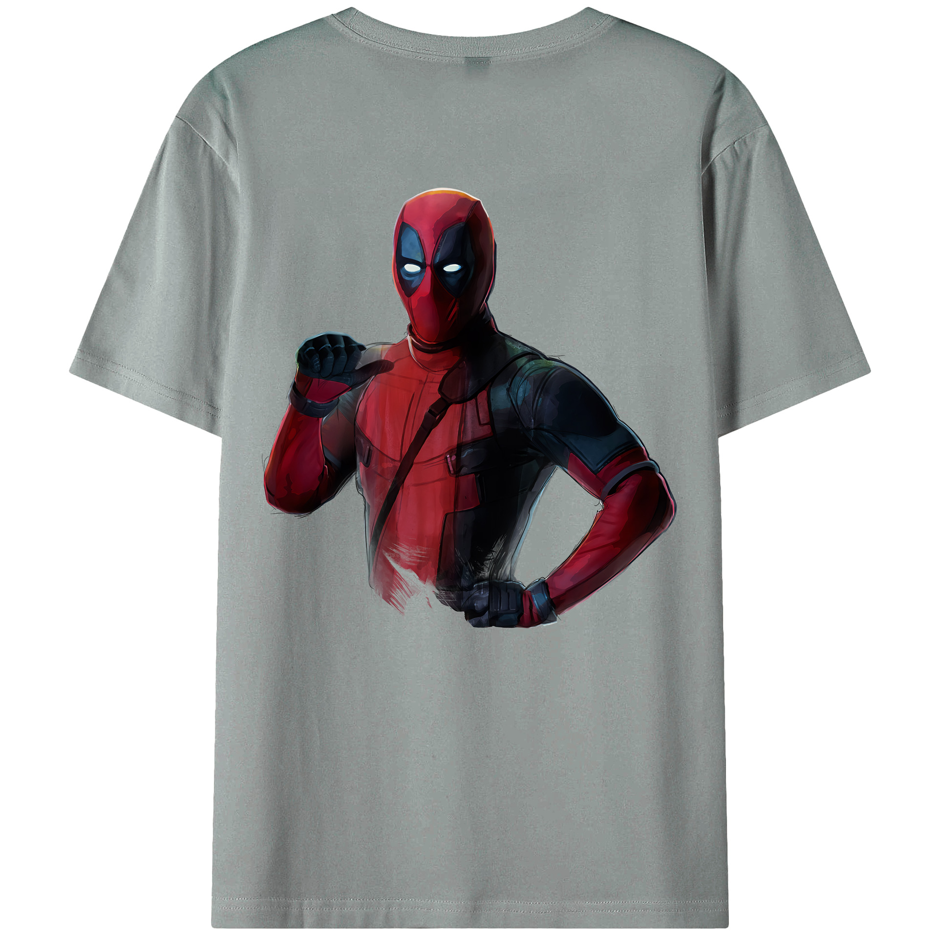 （画像用） Deadpool デッドプール 綿100％ メンズ半袖Tシャツ（バックプリント） 通気性